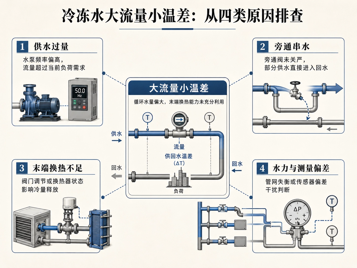 冷冻水小温差，问题未必出在水泵